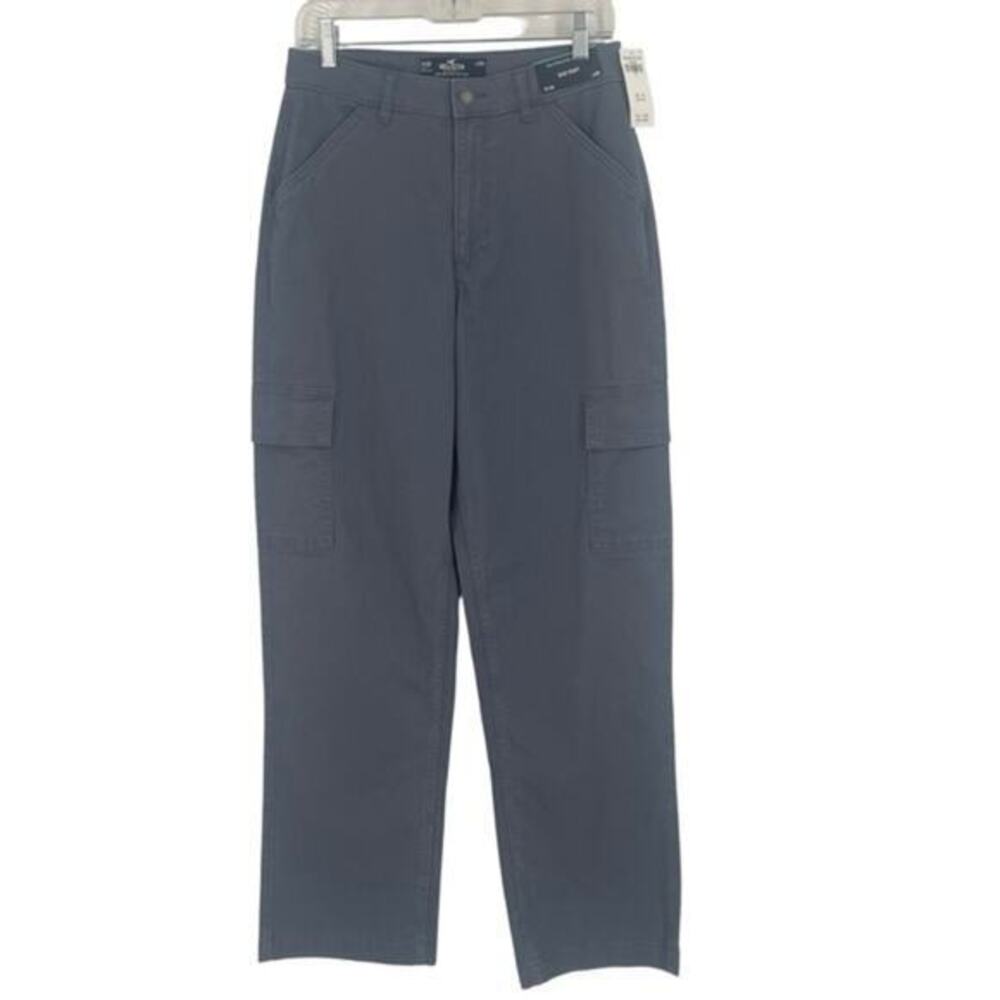Hollister Gray Cargo Pants Straight-Leg Utility High-Rise Dad Pant 28R 7R/6R